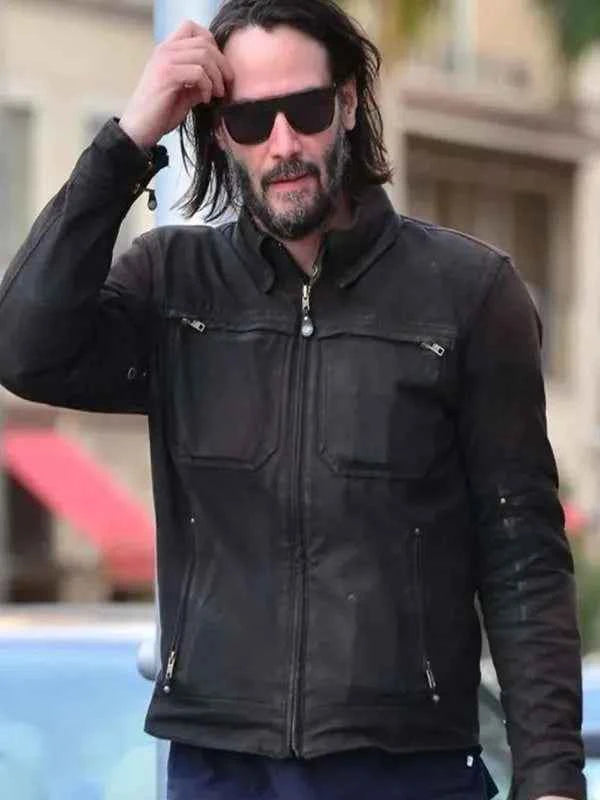 John Wick 4 Keanu Reeves Black Leather Jacket