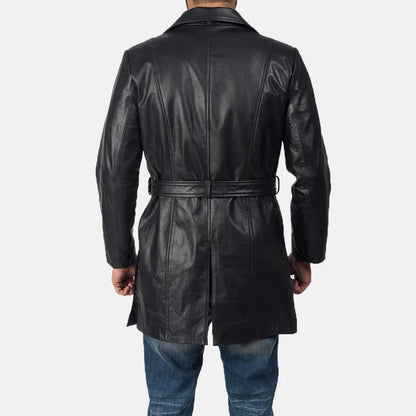 Ravenwood Belted Black Cowhide Leather Coat