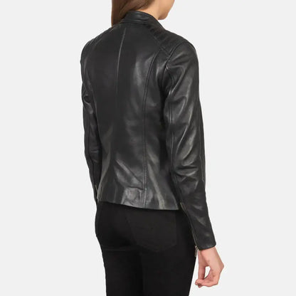 Kelsee Women Black Leather Biker Jacket