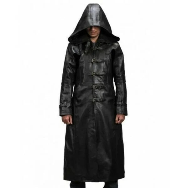 Voltrex Hooded Leather Duster Coat