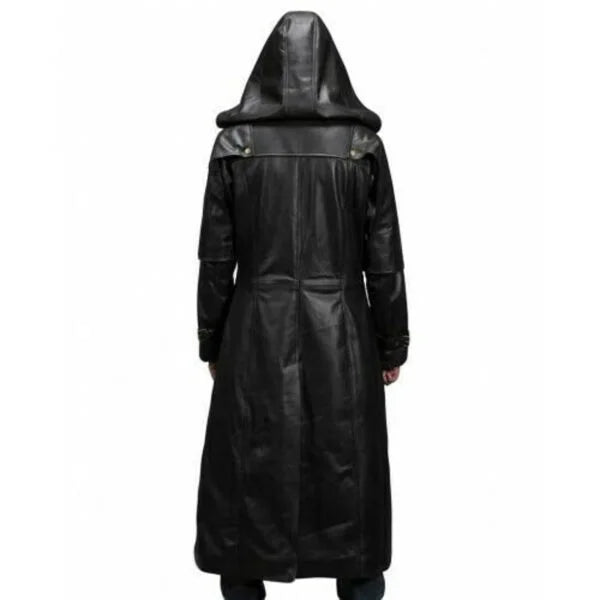 Voltrex Hooded Leather Duster Coat