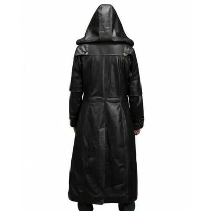 Voltrex Hooded Leather Duster Coat