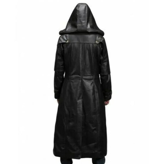Voltrex Hooded Leather Duster Coat
