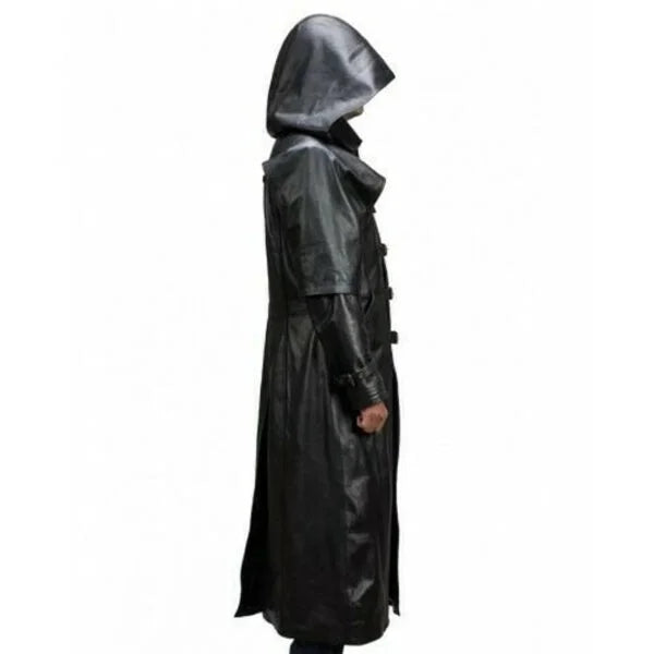 Voltrex Hooded Leather Duster Coat