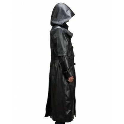 Voltrex Hooded Leather Duster Coat