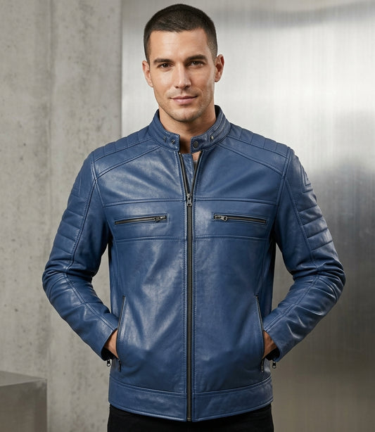 Lennox Cafe Racer Leather Jacket For Men