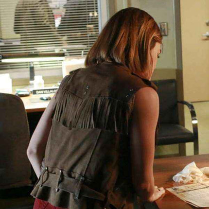 Pretty Little Liars Lucy Hale Suede Leather Fringe Vest