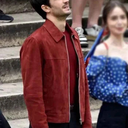 Emily in Paris Season 4 Marcello Suede Leather Jacket