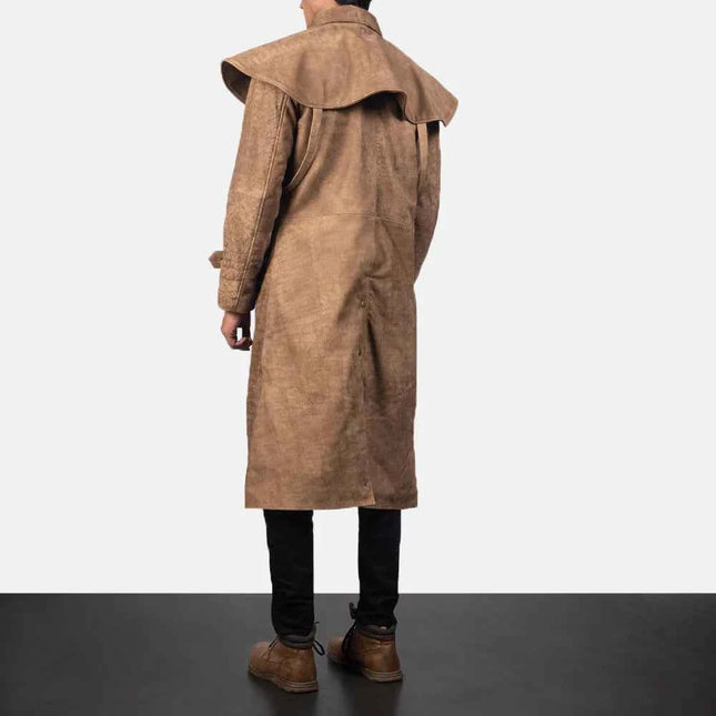 Men's Maverick Brown Leather Duster