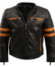 Harlan Striped Black Leather Racer Jacket