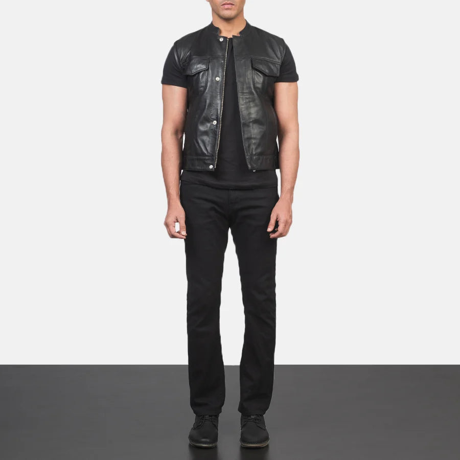 Kestrel Black Sheepskin Moto Vest