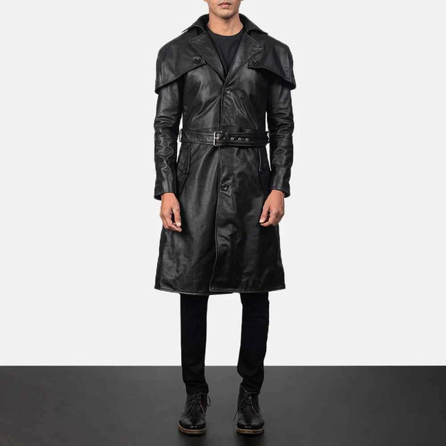 Men's Deux Black Leather Duster