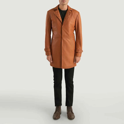 Men's New Infinity Tan Brown Leather Coat