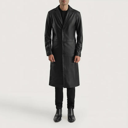 Alderman Single-Breasted Leather Coat