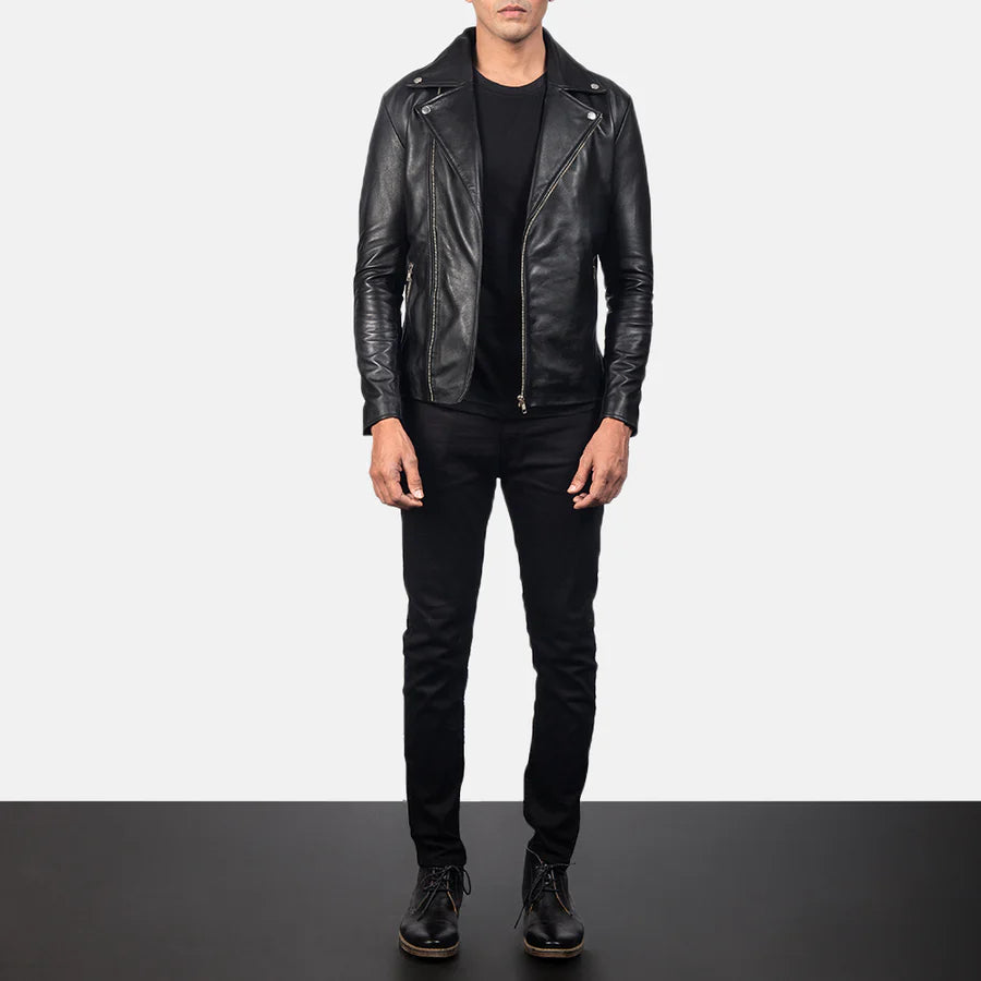 Men Noah Black Leather Biker Jacket