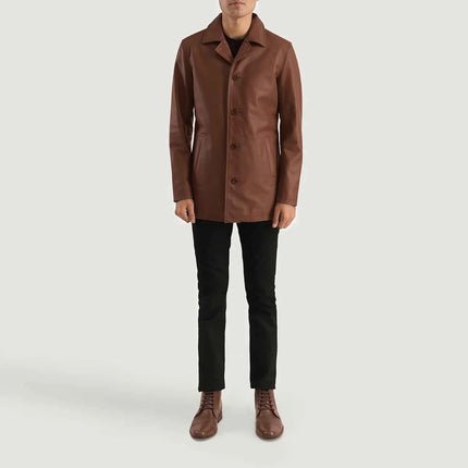 Men's Urban Slate Brown Leather Coat
