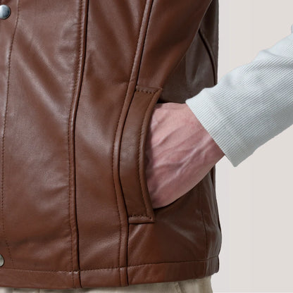 Griffin Distressed Brown Burnished Leather Vest