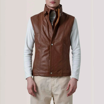 Men's Waxed Brown Leather Vest