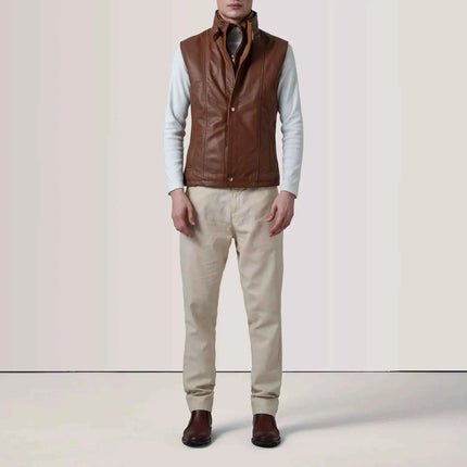 Men's Waxed Brown Leather Vest