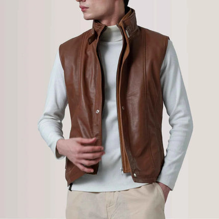 Men's Waxed Brown Leather Vest