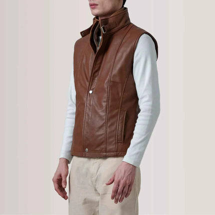 Men's Waxed Brown Leather Vest