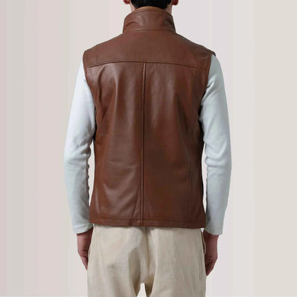 Men's Waxed Brown Leather Vest