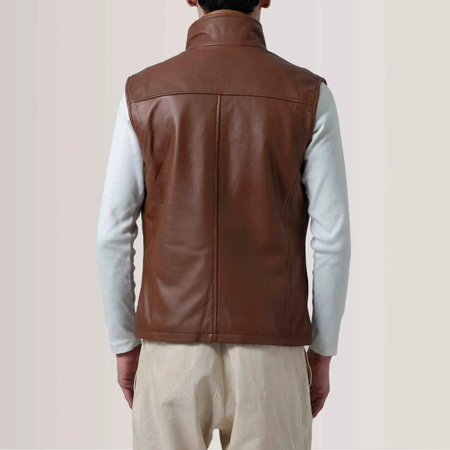Men's Waxed Brown Leather Vest