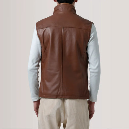 Griffin Distressed Brown Burnished Leather Vest