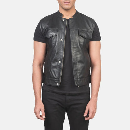 Kestrel Black Sheepskin Moto Vest