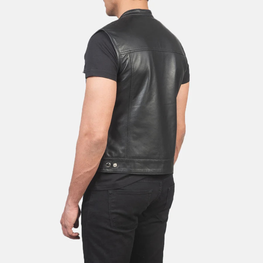 Kestrel Black Sheepskin Moto Vest