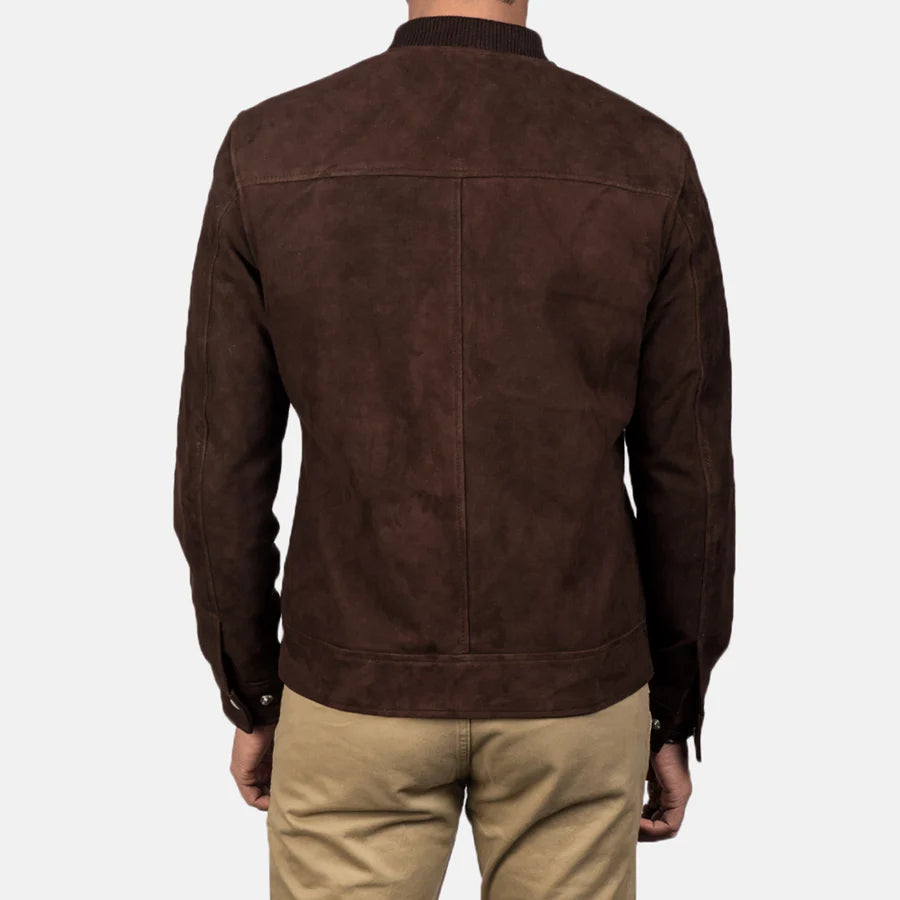 Blain Mocha Suede Men Bomber Jacket