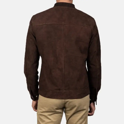 Blain Mocha Suede Men Bomber Jacket