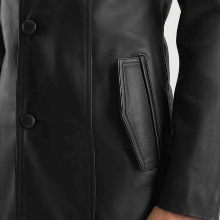 Men's New Brawnton Black Leather Coat