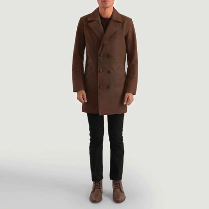 Men's New Half Life Brown Leather Coat