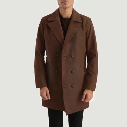 Men's New Half Life Brown Leather Coat