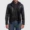 Men's Highschool Black Hooded Leather Jacket