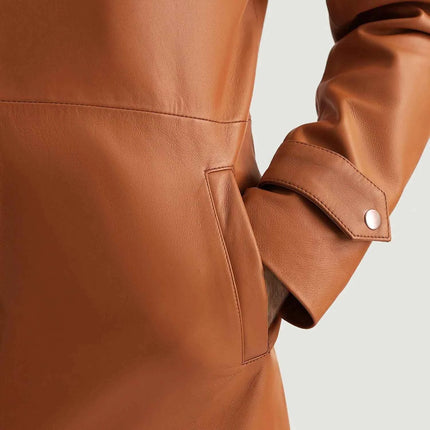 Men's New Infinity Tan Brown Leather Coat