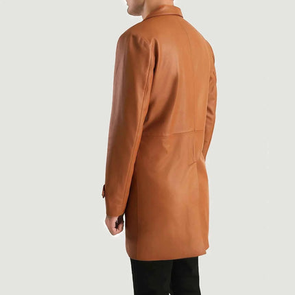 Men's New Infinity Tan Brown Leather Coat