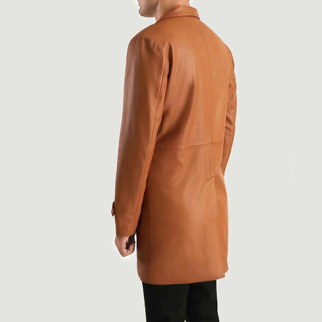 Men's New Infinity Tan Brown Leather Coat