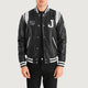 Liberte New Jersey Men Black Leather Varsity Jacket