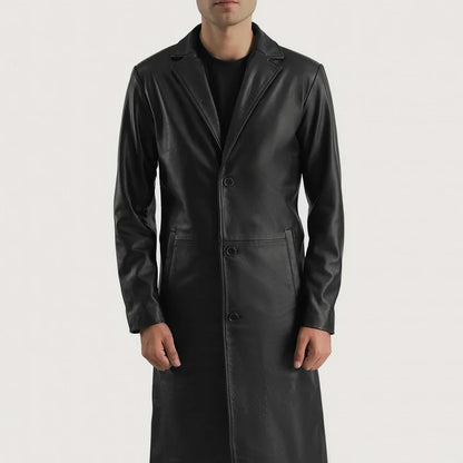 Alderman Single-Breasted Leather Coat