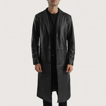 Alderman Single-Breasted Leather Coat
