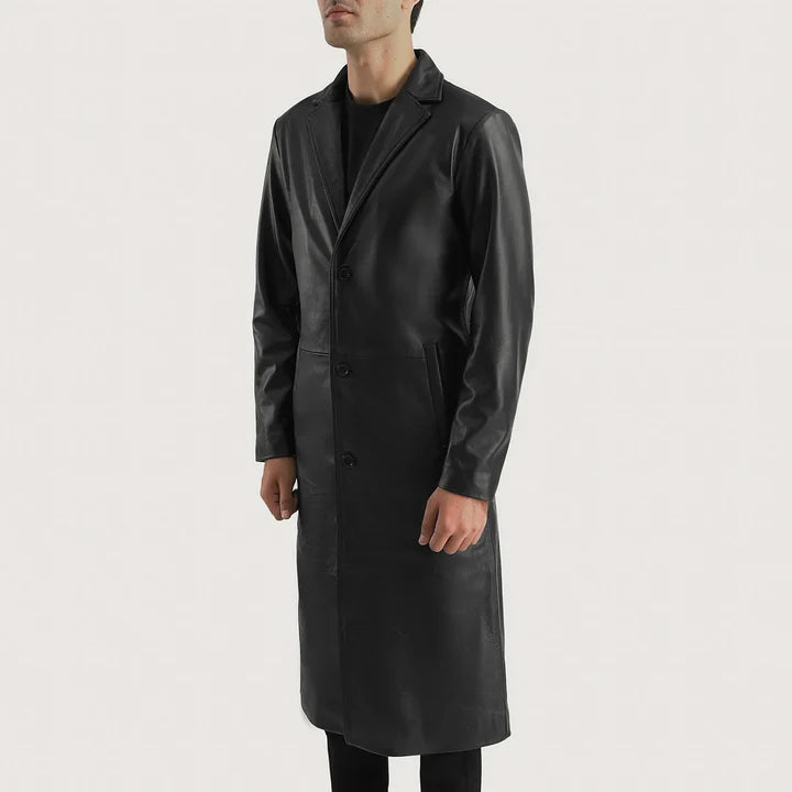 Alderman Single-Breasted Leather Coat