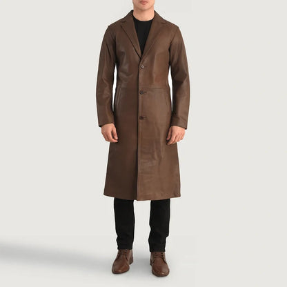 Alderman Single-Breasted Leather Coat