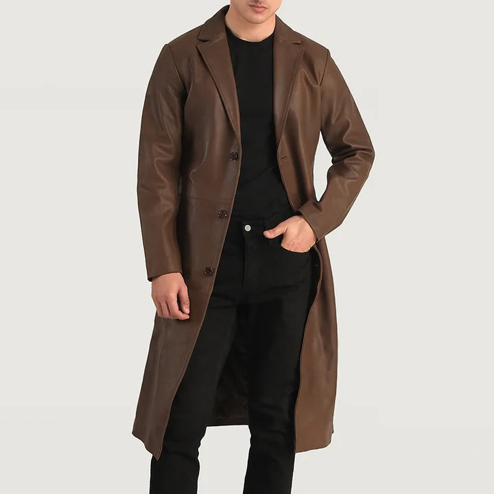 Alderman Single-Breasted Leather Coat