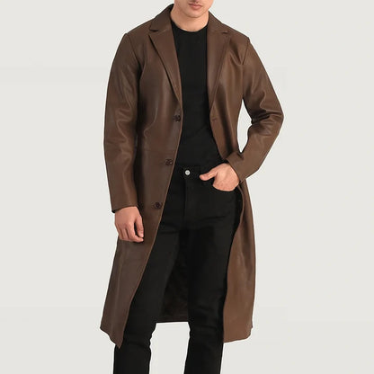 Alderman Single-Breasted Leather Coat