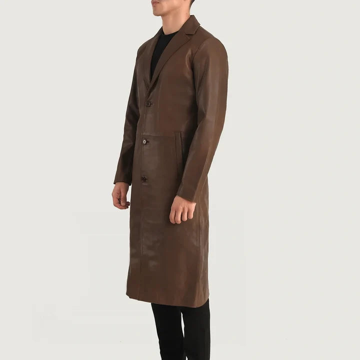 Alderman Single-Breasted Leather Coat