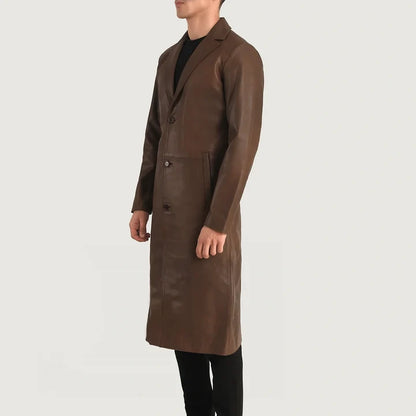 Alderman Single-Breasted Leather Coat