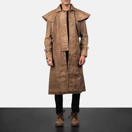 Men's Maverick Brown Leather Duster