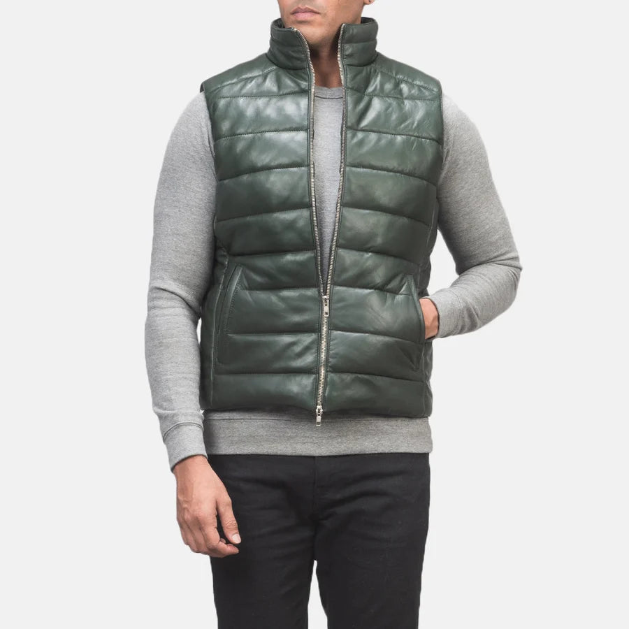 Men Leather Vest -front